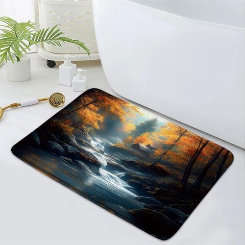Autumn Waterfall Bath Mat 16x24 Inch Non-Slip