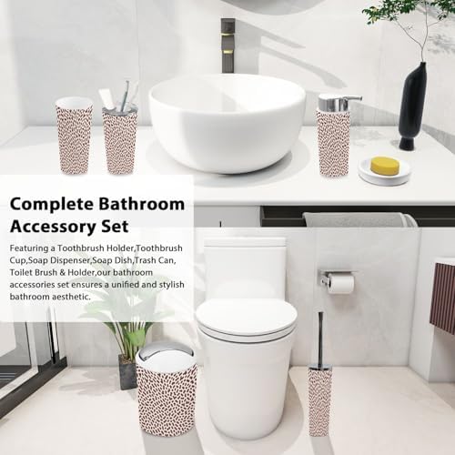 Boho Leopard Print Bathroom Accessory Set 6 Piece