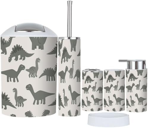 Boho Dinosaur Bathroom Accessory Set 6 Piece 1