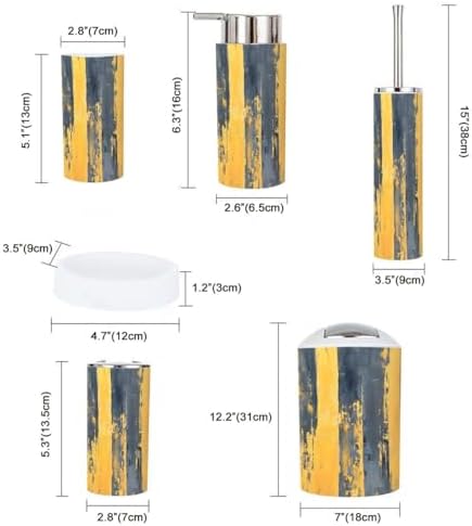 Bathroom Accessory Set 6 Piece Boho Gold Distressed Texture