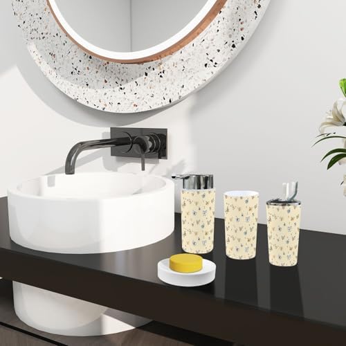 Boho Yellow Bathroom Accessory Set of 6 Pieces