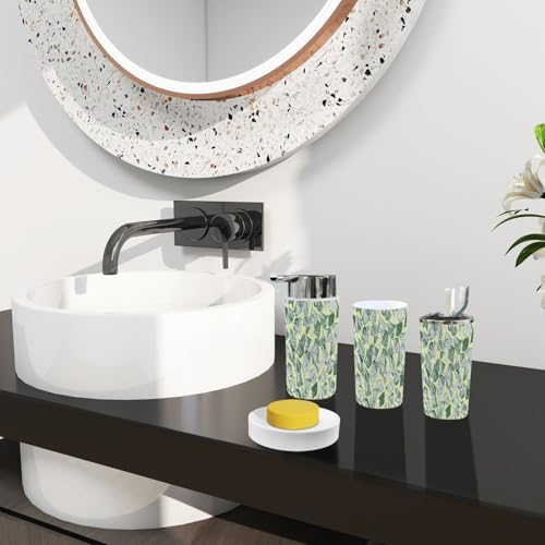 Boho Japanese Ginkgo Leaf Bathroom Accessory Set 6 Piece
