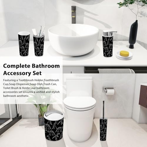 Boho Dinosaur Skeleton Bathroom Accessory Set 6 Piece