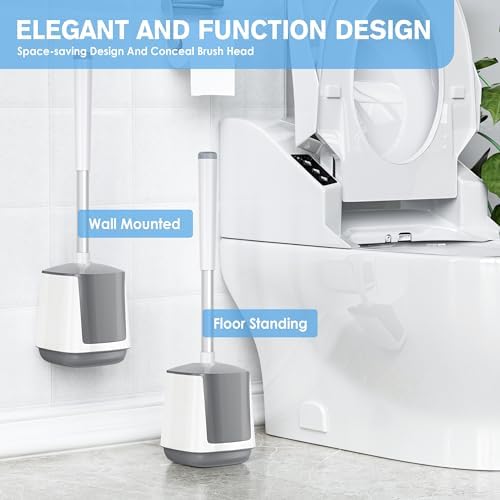 LOVLOY Toilet Brush 2 Pack with Stainless Steel Handle
