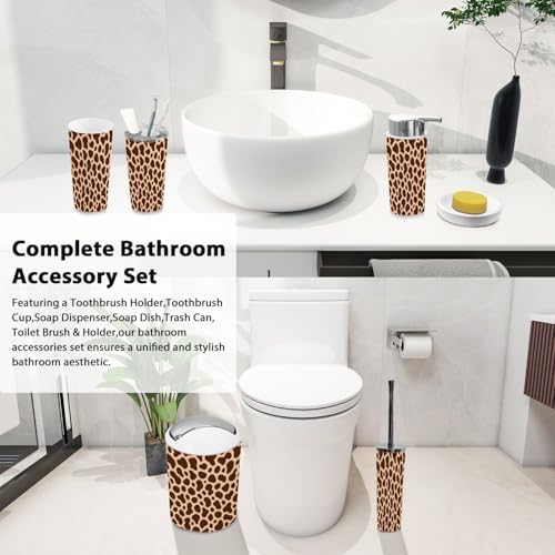 TRANQDEHOM 6 Piece Bathroom Accessory Set with Cow Texture
