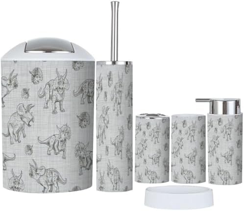 Boho Triceratops Bathroom Accessory Set 6 Piece
