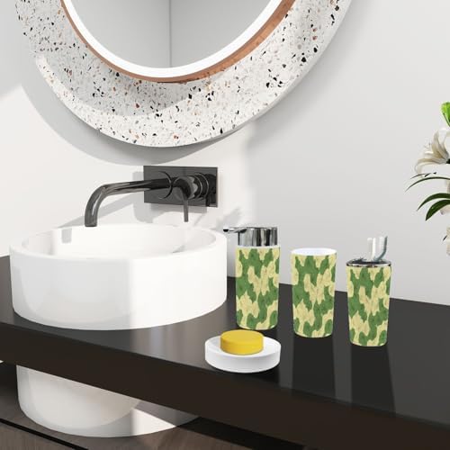 Boho Japanese Green Ginkgo Leaf 6-Piece Bathroom Accessory Set