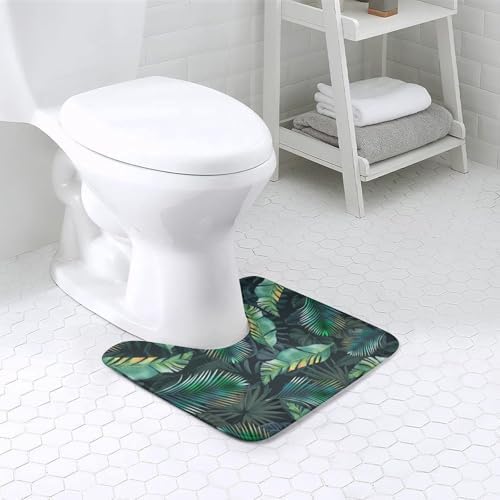 Green Leaf U Shaped Bath Rug Non Slip Soft Mat