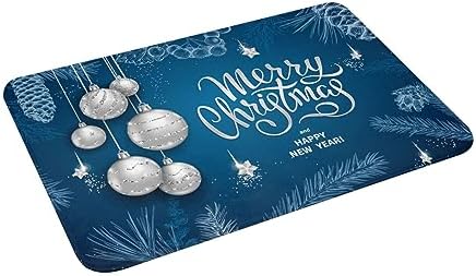 SUPLUCHOM Blue Christmas Ball Bath Rug Non-Slip 157 x 236 Inch