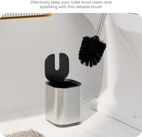Home Zone Living Toilet Brush with Automatic Lid and Stainless Steel Handle 1