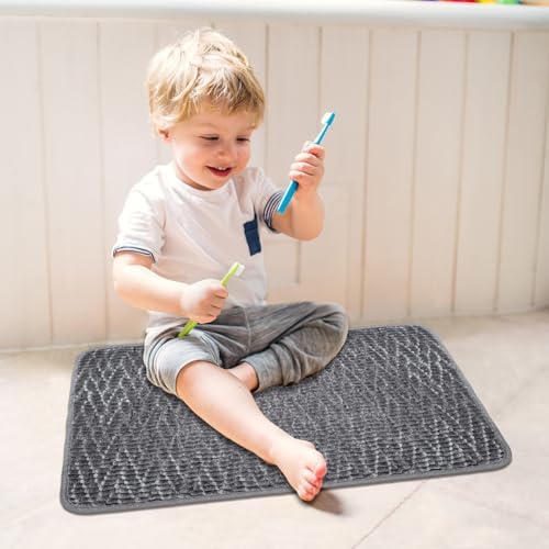 HAPACE Non-Slip Bath Mat 17x24 Grey Thick Microfiber