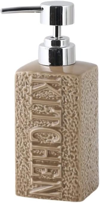 SAFWE Kitchen Soap Dispenser Brown Ceramic Pump Bottle with Refillable Design