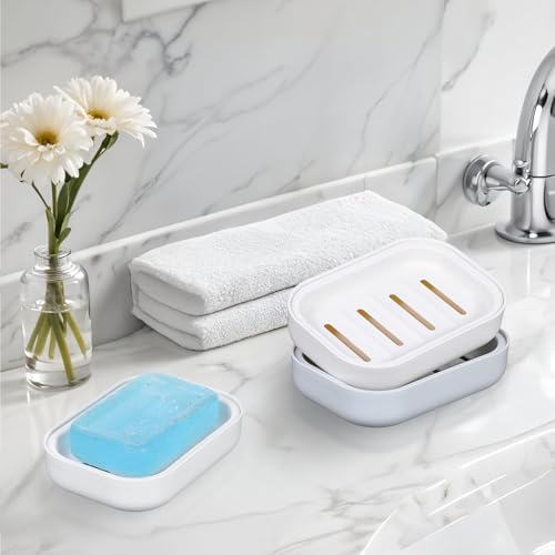 Ptwola 2 Pcs Double Layer Soap Holder for Bathroom Gym Travel