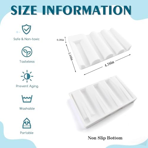 Coipdfty Wave Design Silicone Soap Dish Non-Slip Quick-Drying 2-Pack White
