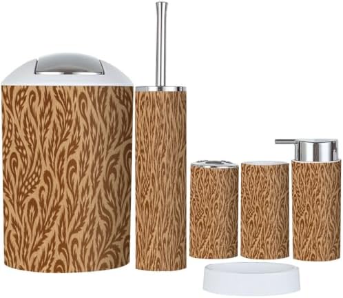 Boho Bathroom Accessory Set 6 Piece Ikat Design