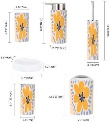 Boho Floral Bathroom Accessory Set 6 Piece 1