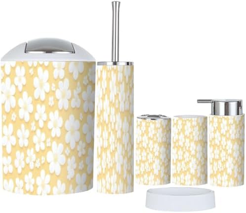 Boho Retro Flower Bathroom Accessory Set 6 Piece