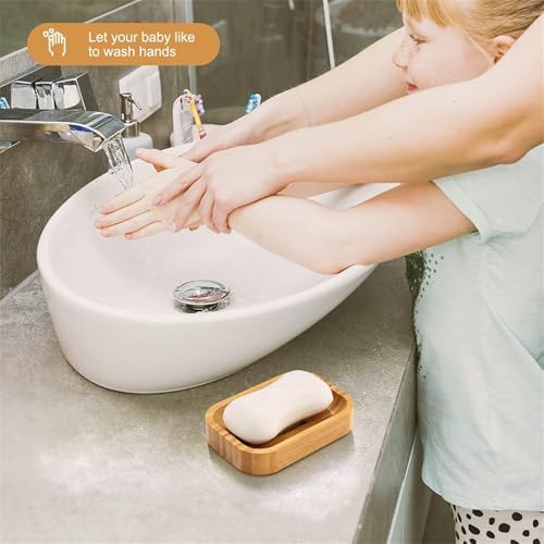 Eco-Friendly Bamboo Soap Dish Holder - 2-Pack for Bath Kitchen
