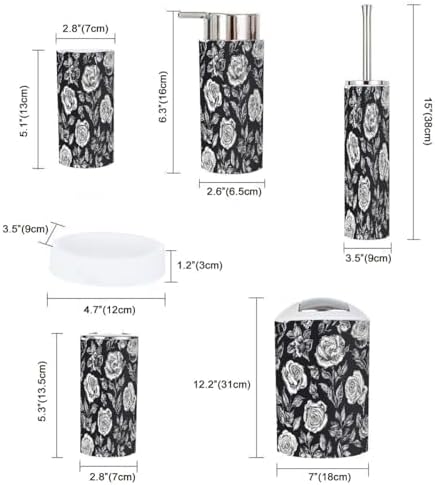 Boho Bathroom Accessory Set 6 Piece Chalk Roses