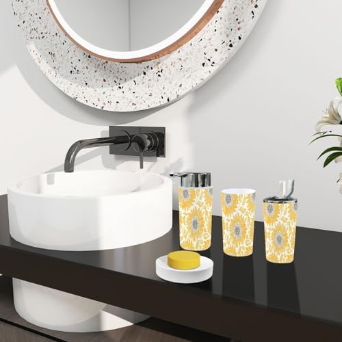 Boho Sunflower Bathroom Accessory Set 6 Piece