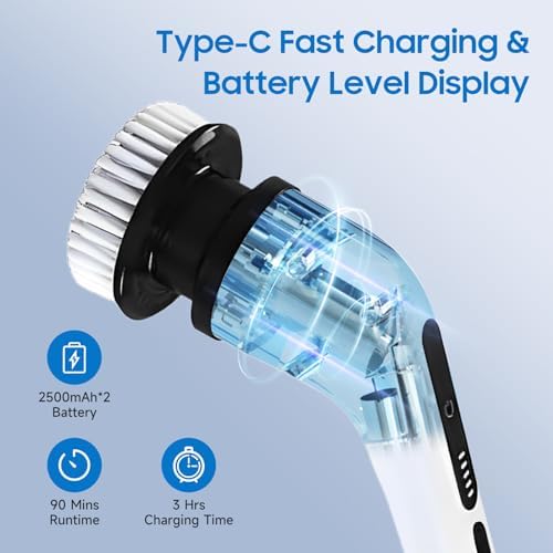 LYSHIATSU Electric Spin Scrubber with 8 Heads