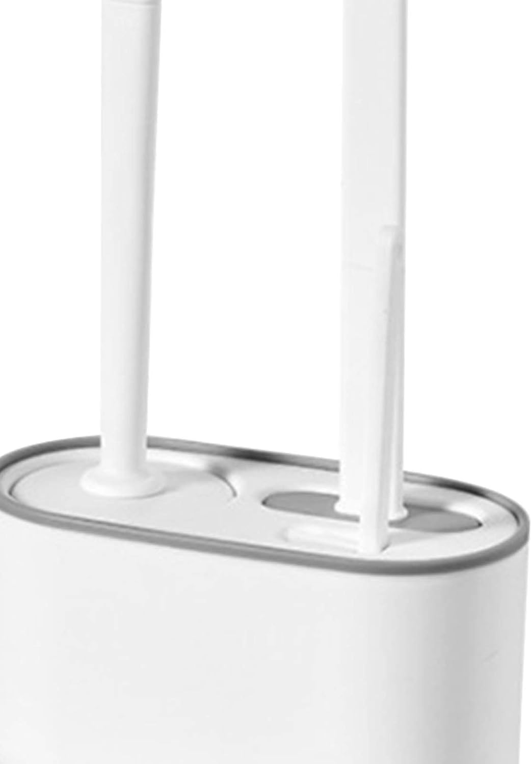 HERCHR Long Handle Toilet Brush and Holder Set - White Deep Cleaning