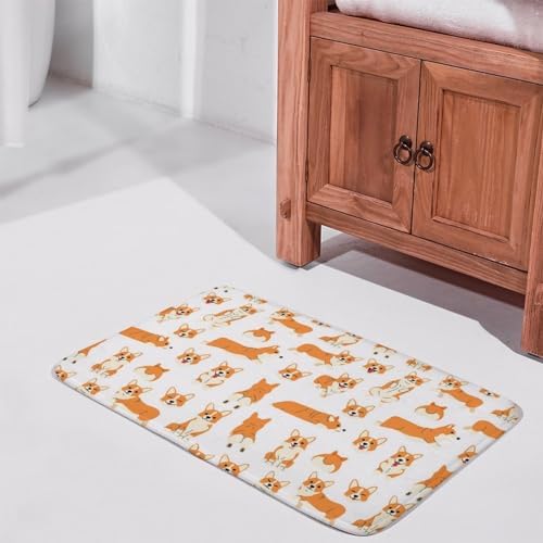 Soft Cozy Bath Rug with Cute Corgi Pattern