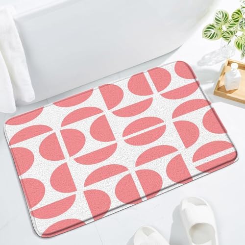 JWJAMM Pink Retro 50s Bath Mat Memory Foam 16x24 Inch