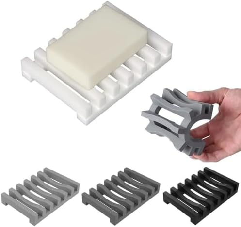 Durable Silicone Soap Dish Holder for Bathroom Grey