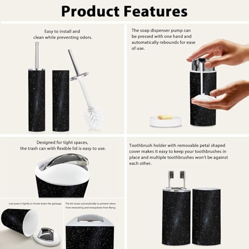 Boho Star Field Bathroom Accessory Set 6 Piece 1