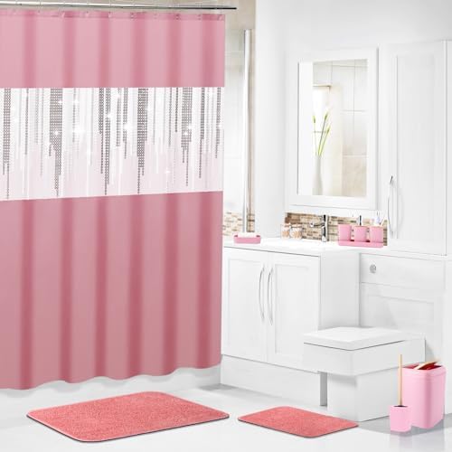XLHOMO 9 Piece Pink Bathroom Accessory Set