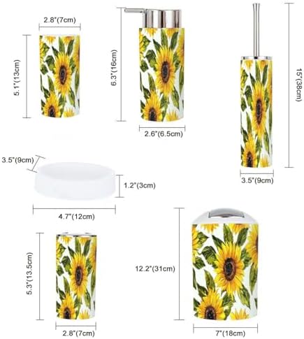 Boho Sunflowers Bathroom Accessory Set 6 Piece
