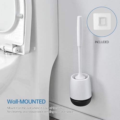 VANZAVANZU Toilet Brush with Holder Set for Deep Cleaning