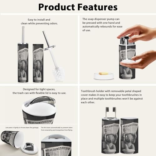 Boho Retro Bathroom Accessory Set 6 Piece