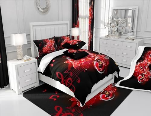 Jejeloiu Red Music Note Bathroom Rug 20x32