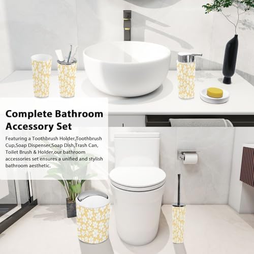 Boho Retro Flower Bathroom Accessory Set 6 Piece