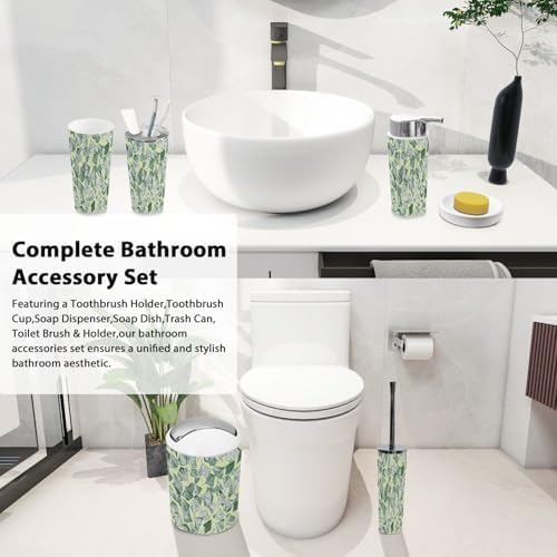 Boho Japanese Ginkgo Leaf Bathroom Accessory Set 6 Piece