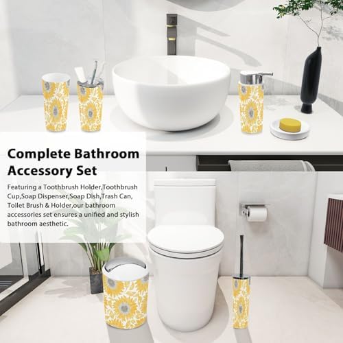 Boho Sunflower Bathroom Accessory Set 6 Piece