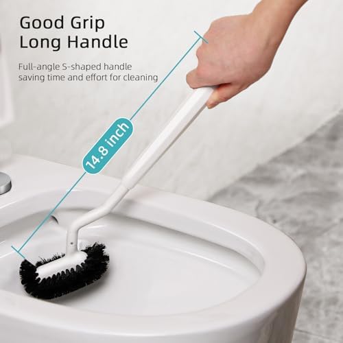 HAMITOR Toilet Brush Holder Set - 2 Pack Modern White Design