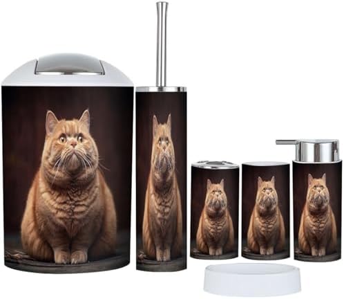 Boho Bathroom Accessory Set 6 Pieces with Trash Can and Toothbrush Holder