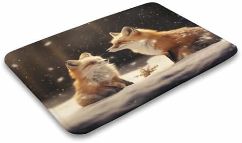 HighonHi Cartoon Fox Bath Mat 16x24 Non-Slip Flannel Rug