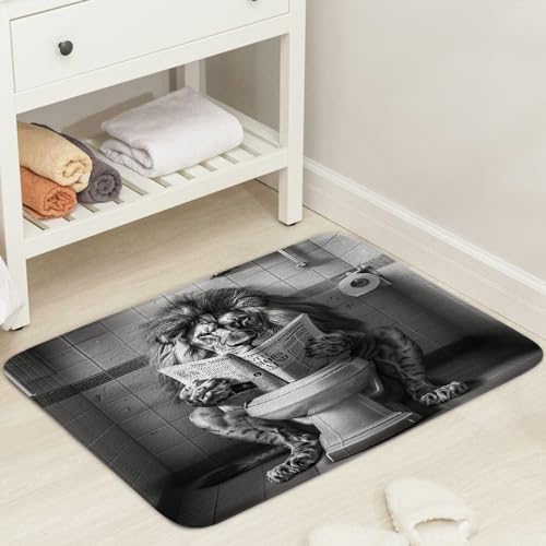 JAWO Funny Cool Lion Bath Mat Rug for Bathroom