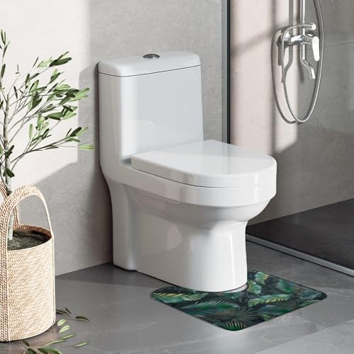 Green Leaf U Shaped Bath Rug Non Slip Soft Mat