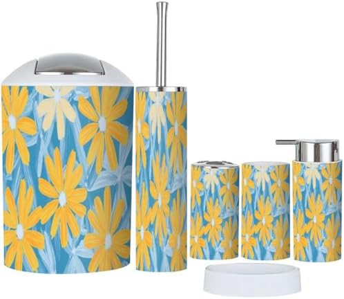 Boho Floral Bathroom Accessory Set 6 Piece