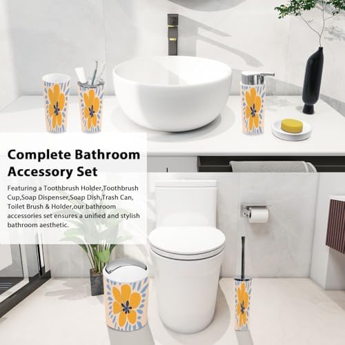 Boho Floral Bathroom Accessory Set 6 Piece 1