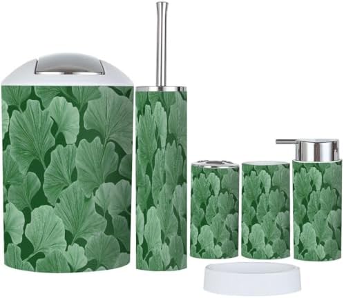 Boho Ginkgo Leaf Bathroom Accessory Set 6 Piece