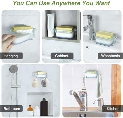 DAOZIJI Bar Soap Holder with Suction Cups and Sponge