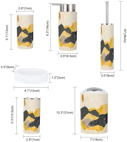 Boho Japanese Bathroom Accessory Set with 6 Pieces