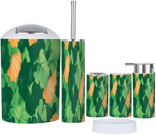 Boho Ginkgo Biloba Bathroom Accessory Set 6 Piece