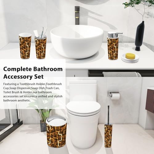 Boho Abstract Geometric Chain Bathroom Accessories Set 6 Piece